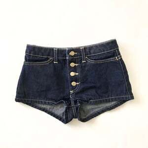 American Apparel High Waist Denim Shorts Button Fly Y2K Style Pin Up USA  25